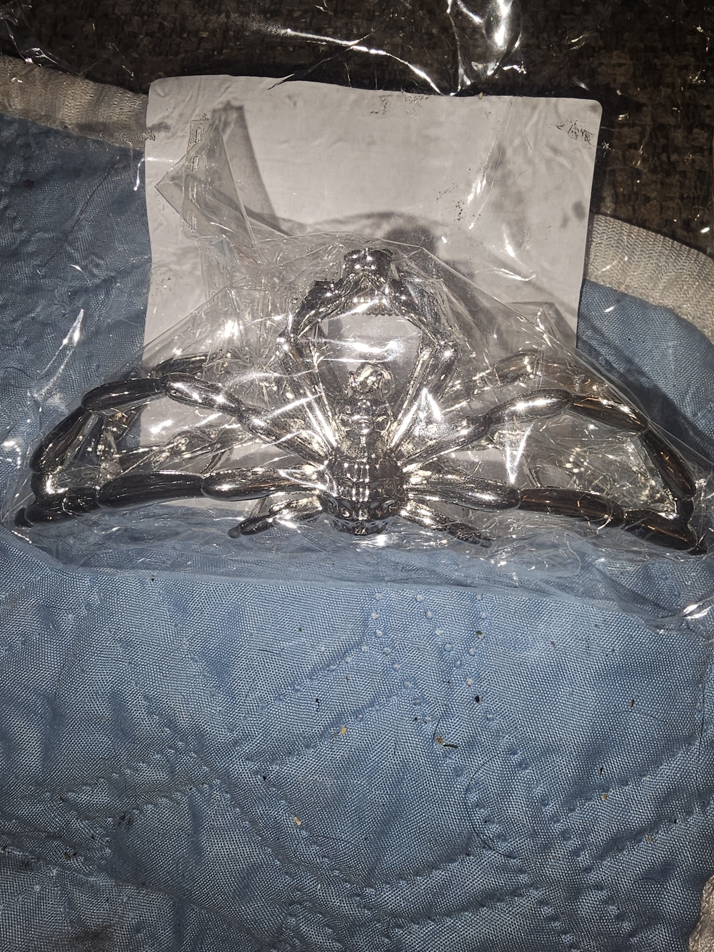 Silver Metal Spider Halloween Jaw Clip Hair Accessory